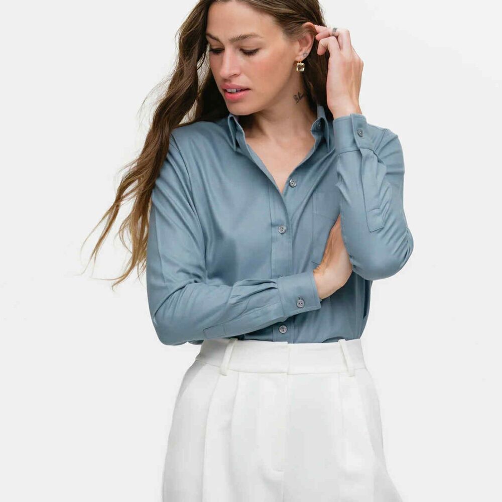 Sarah Alexandra Green Menswear Inspired Weekend Shirt Button Down Blouse, size 6